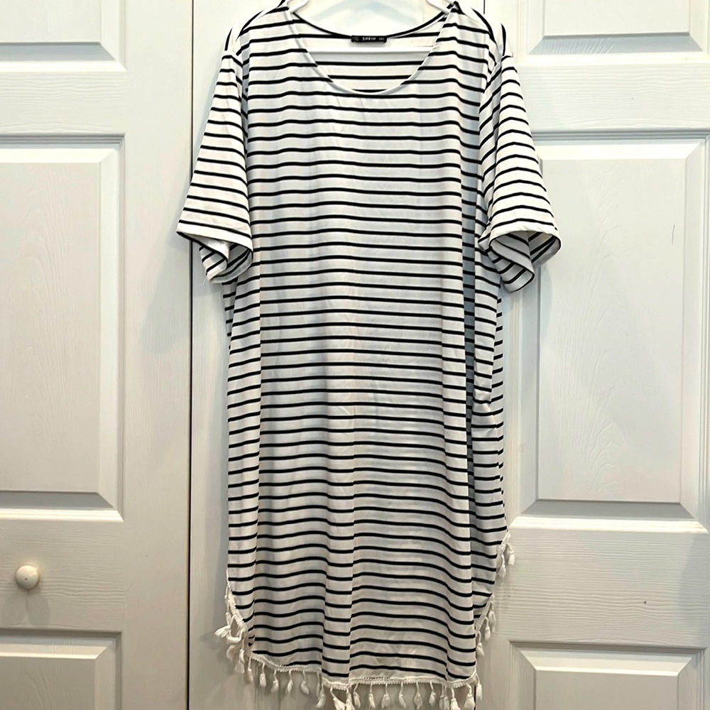 # Shein striped 3X cover-up with tassels